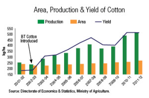 Area, Production, and Yield of Cotton
